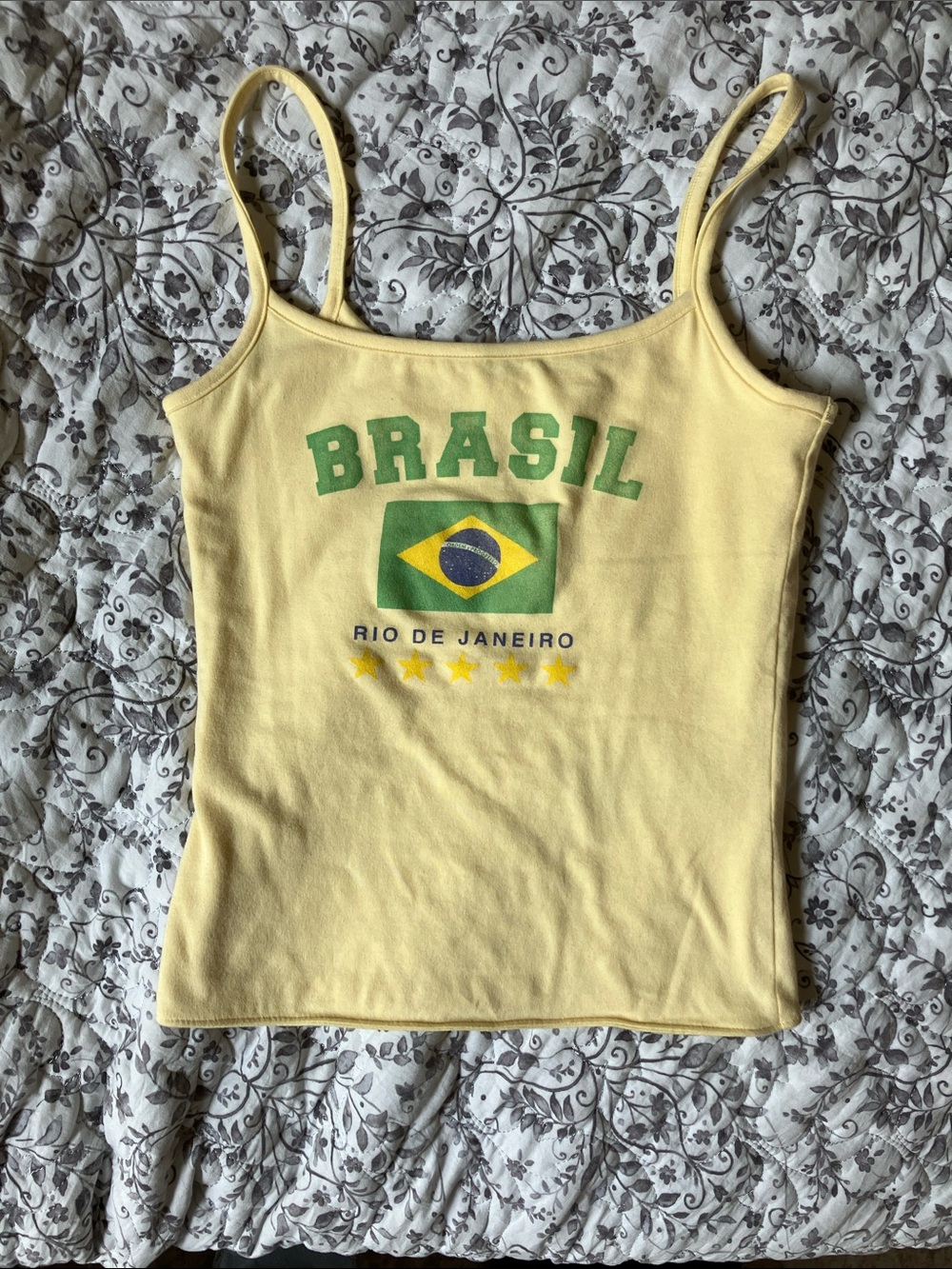 Hollister Yellow Brasil Flag Spaghetti Strap Camisole